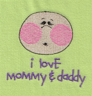 Embroidery Design: I Love Mommy and Daddy 1<br>3.04" x 2.68"