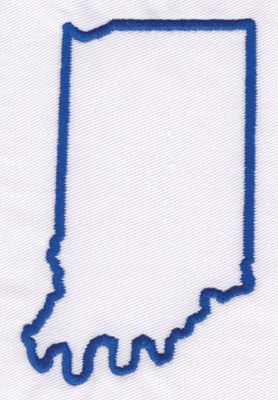 Embroidery Design: Indiana Outline<br>4.24" x 2.65" | Embroidery Legacy Embroidery Design: Indiana Outline<br>4.24" x 2.65"