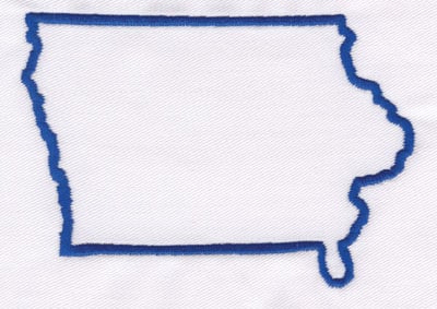 Embroidery Design: Iowa Outline<br>3.24" x 4.55"