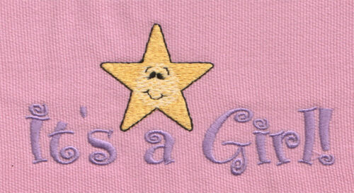 Embroidery Design: It's A Girl!<br>4.97" x 2.42"
