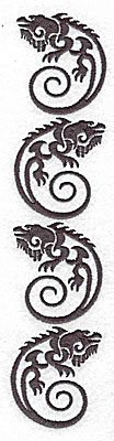 Embroidery Design: Iguana four<br> 1.69w X 7.77h