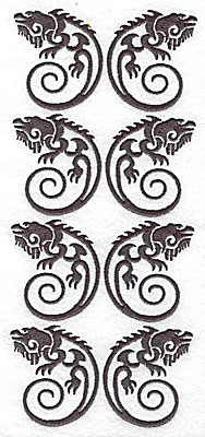 Embroidery Design: Iguana eight<br> 3.43w X 7.82h