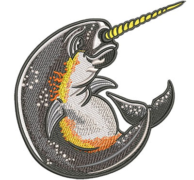 Embroidery Design: Cartoon Narwhal Lg<br> 4.82w X 5.02h