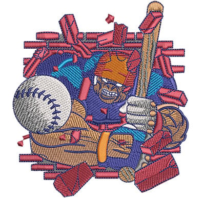 Embroidery Design: Hulking Baseball Lg<br> 4.06w X 4.51h