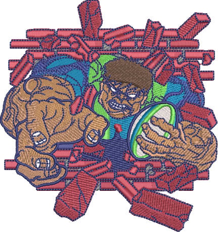 Embroidery Design: Hulking Rugby Lg<br> 4.49w X 4.77h