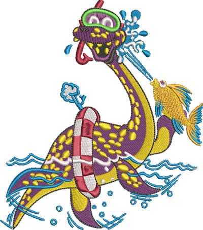 Embroidery Design: Swimming Sea Monster Lg<br> 5.40w X 6.12h