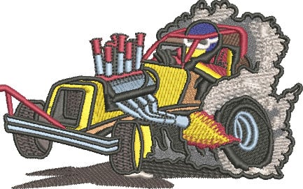 Embroidery Design: Dragster Lg<br> 4.52w X 2.83h