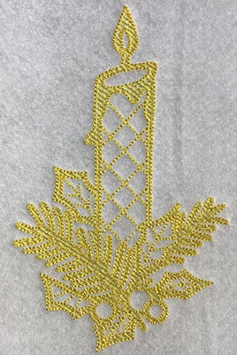 Embroidery Design: Christmas Trapunto Candle<br> 4.12w X 6.53h