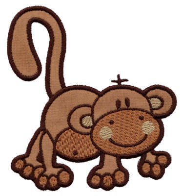 Embroidery Design: Monkey Applique<br>3.82" x 4.14"