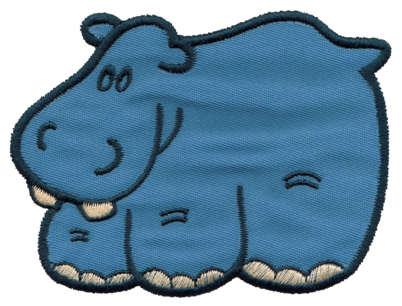 Embroidery Design: Hippo Applique<br>3.66" x 3.80"