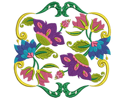 Embroidery Design: Jacobean Block 3<br> 7.02w X 6.96h
