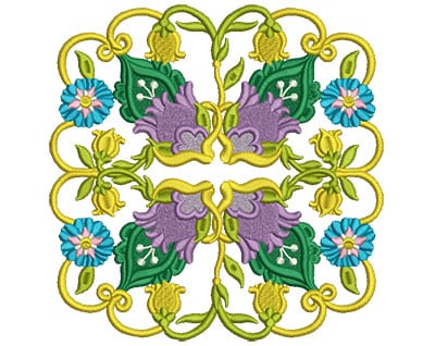 Embroidery Design: Jacobean Block 4<br> 6.95w X 6.98h | Embroidery Legacy Embroidery Design: Jacobean Block 4<br> 6.95w X 6.98h