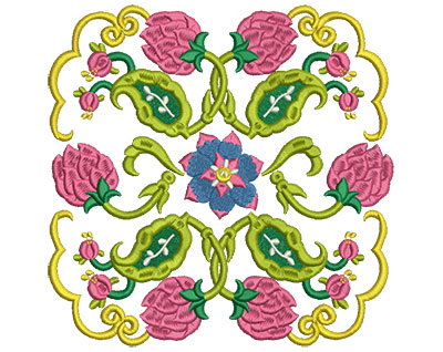 Embroidery Design: Jacobean Block 6<br> 7.05w X 6.97h