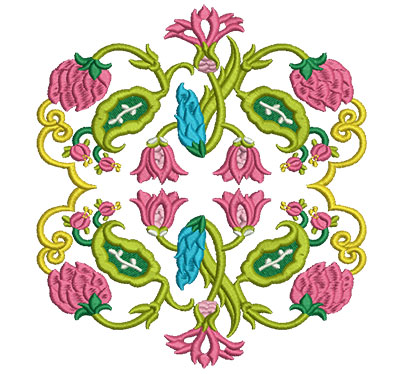 Embroidery Design: Jacobean Block 9<br> 6.37w X 7"h
