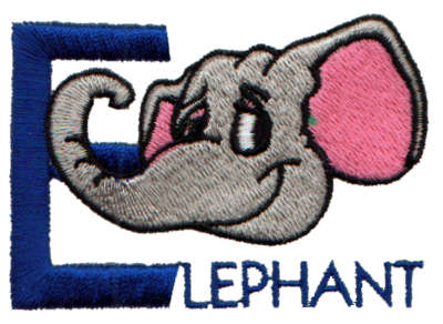 Embroidery Design: Kiddie Alphabet E<br>2.86" x 2.01"