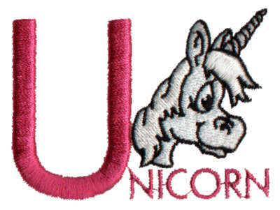 Embroidery Design: Kiddie Alphabet U<br>2.89" x 2.07"