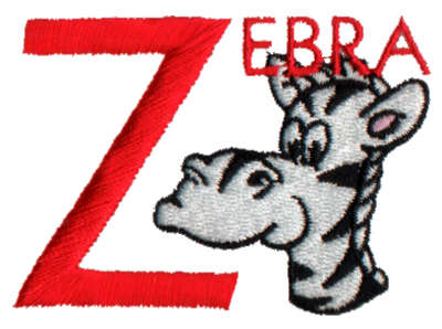 Embroidery Design: Kiddie Alphabet Z<br>2.82" x 1.99"