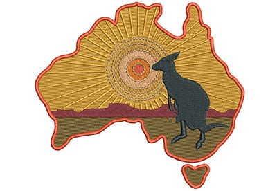 Embroidery Design: Kangaroo Scene Lg<br> 6.09w X 5.43h