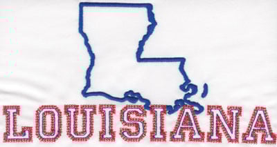 Embroidery Design: Louisiana Outline and Name<br>4.10" x 8.02"