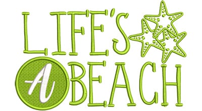 Embroidery Design: Lifes A Beach Lg<br> 8.17w X 5.26h