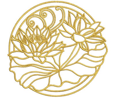 Embroidery Design: Lotus Art Embellishment 3<br> 4.01w X 3.81h