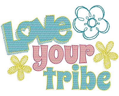 Embroidery Design: Love Your Tribe<br> 8w X 5.81h | Embroidery Legacy Embroidery Design: Love Your Tribe<br> 8w X 5.81h