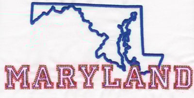 Embroidery Design: Maryland Outline and Name<br>3.72" x 8.00"