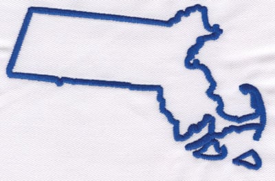Embroidery Design: Massachusettes Outline<br>3.12" x 4.91"