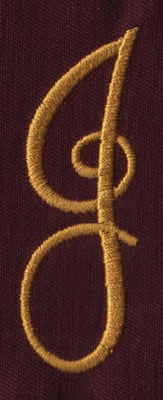 Embroidery Design: FM Left J<br>0.95" x 2.76"