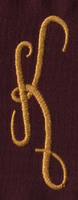 Embroidery Design: FM Left K<br>0.94" x 2.75" | Embroidery Legacy Embroidery Design: FM Left K<br>0.94" x 2.75"