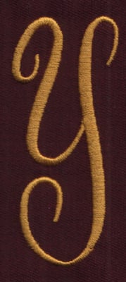 Embroidery Design: FM Left Y<br>0.94" x 3.01" | Embroidery Legacy Embroidery Design: FM Left Y<br>0.94" x 3.01"