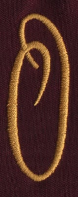 Embroidery Design: FM Right O<br>0.94" x 2.50"