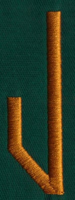 Embroidery Design: OM Left J<br>0.83" x 2.69"