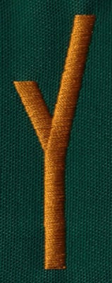 Embroidery Design: OM Right Y<br>0.82" x 2.40" | Embroidery Legacy Embroidery Design: OM Right Y<br>0.82" x 2.40"