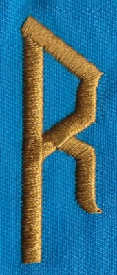 Embroidery Design: PM Right R<br>0.67" x 1.94"