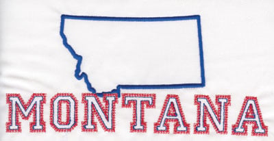 Embroidery Design: Montana Outline and Name<br>3.65" x 7.98"