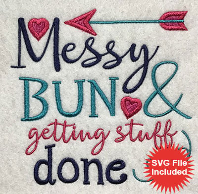 Embroidery Design: Messy Bun Applique<br> 5.10w X 5.01h
