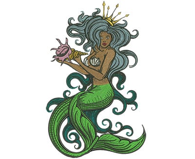 Embroidery Design: Mermaid Queen Lg Low Density<br> 7.15w X 11.49h