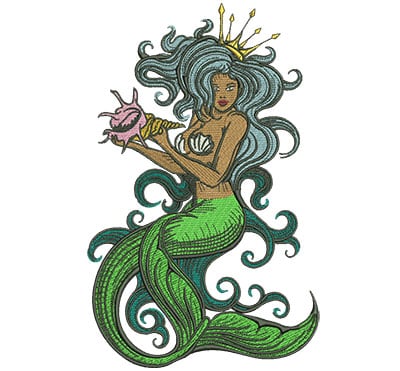 Embroidery Design: Mermaid Queen Med Low Density<br> 5.75w X 9.23h