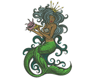 Embroidery Design: Mermaid Queen Sm Low Density<br> 4.34w X 6.97h