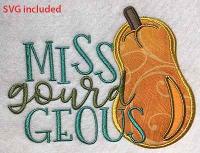 Embroidery Design: Miss Gourd Geous Applique Lg<br>6.99w X 5.30h