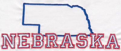 Embroidery Design: Nebraska Outline and Name<br>3.22" x 8.02"
