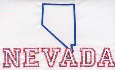 Embroidery Design: Nevada Outline and Name<br>4.58" x 7.96"