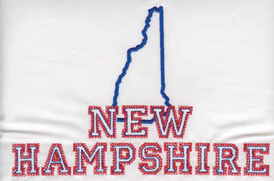 Embroidery Design: New Hamshire Outline and Name<br>5.28" x 8.02"