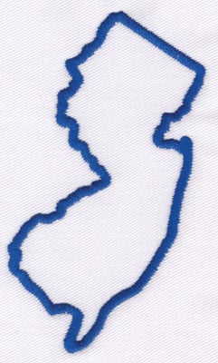 Embroidery Design: New Jersey Outline<br>4.16" x 2.23" | Embroidery Legacy Embroidery Design: New Jersey Outline<br>4.16" x 2.23"