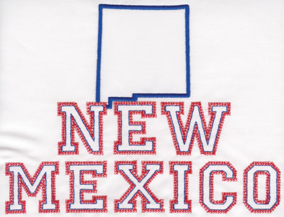 Embroidery Design: New Mexico Outline and Name<br>6.10" x 8.01"