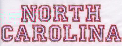 Embroidery Design: North Carolina Name<br>2.54" x 7.99"
