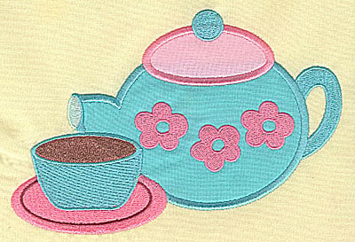 Embroidery Design: Tea Set appliques<br> 6.72w X 4.50h