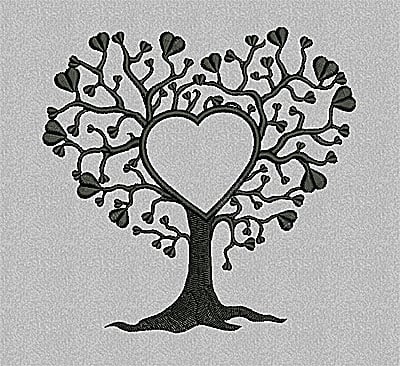 Embroidery Design: Tree with hearts<br> 4.93w X 4.81h | Embroidery Legacy Embroidery Design: Tree with hearts<br> 4.93w X 4.81h