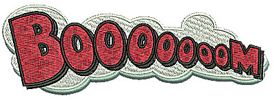 Embroidery Design: Booooooom<br> 5.00w X 1.69h